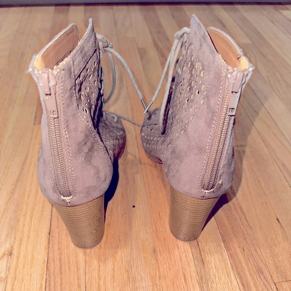 Suede Lace Up Cut Out Heels - Picture 3 of 4